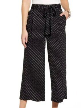 Halogen Polka Dot Flowy Pull On Pants w/ Pockets - L